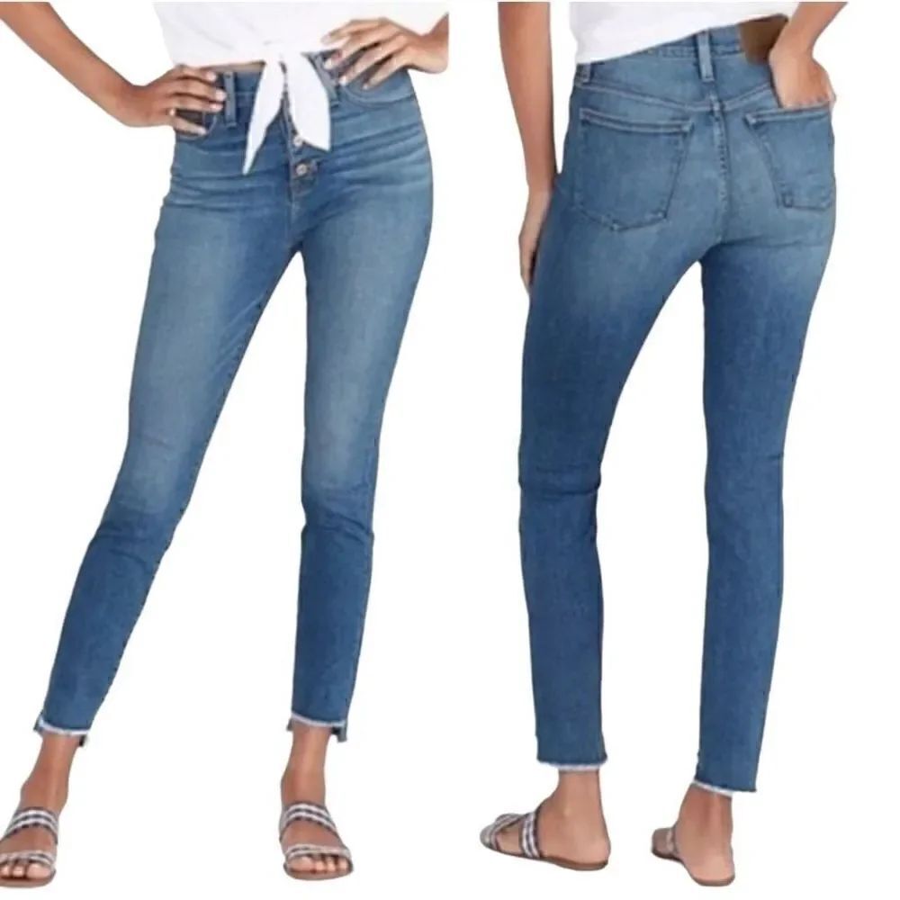 J. Crew Mercantile button fly highest rise step raw hem jeans size 28